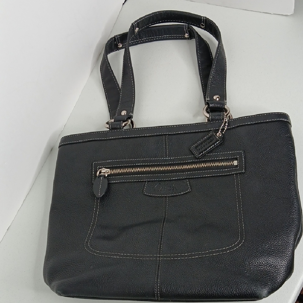 Coach Penelope Black Leather Tote Bag - Picture 10 of 13